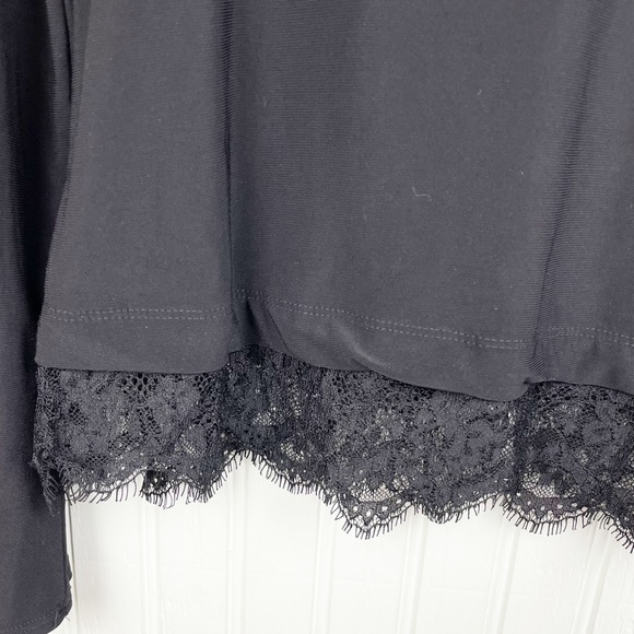 CeCe by Cynthia Steffe Black Long Sleeve Lace Trim Top Women's Size Medium - Picture 4 of 6